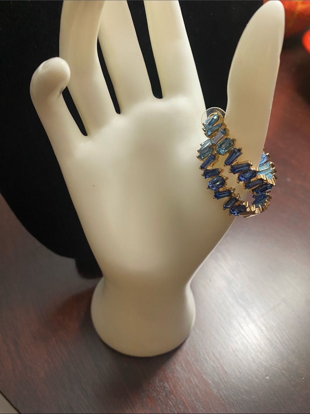 Blue Crystal Hoop Earrings - Elegant Women's Jewelry